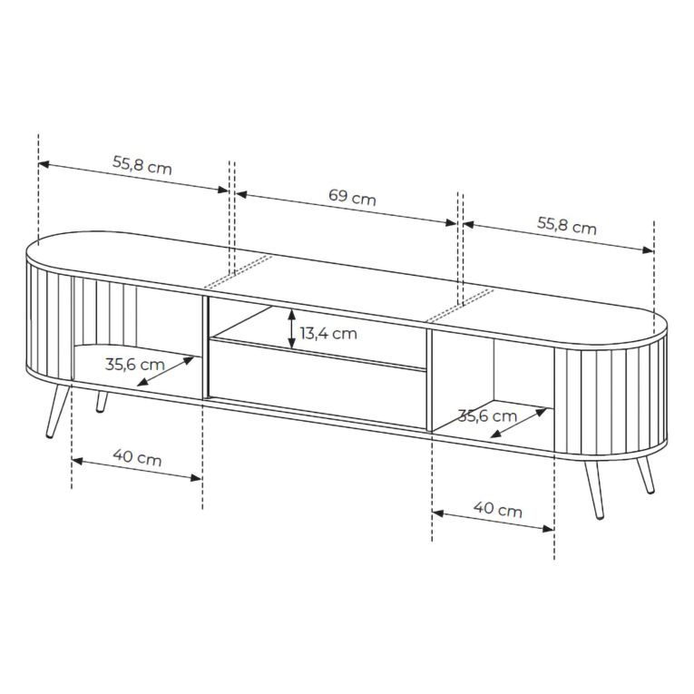 Credenza Marrone Rovere un Cassetto 2 Ripiani 196x40x51h cm, Apertura Battente, Scorrevole - Hanotofa