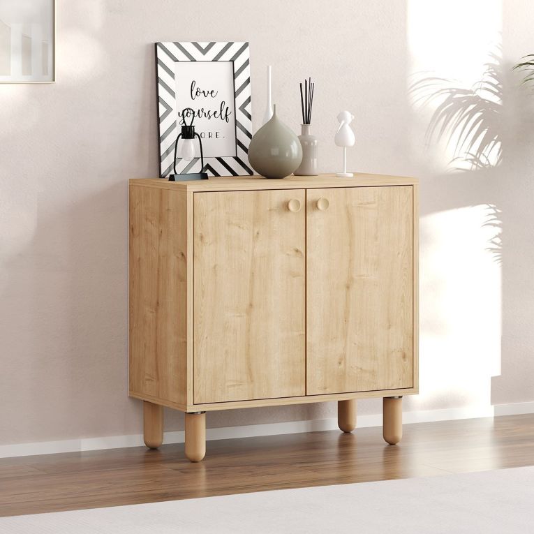 Credenza Marrone Rovere un Ripiano 2 Ante 72x36x73h cm, 2 Vani - Pontida