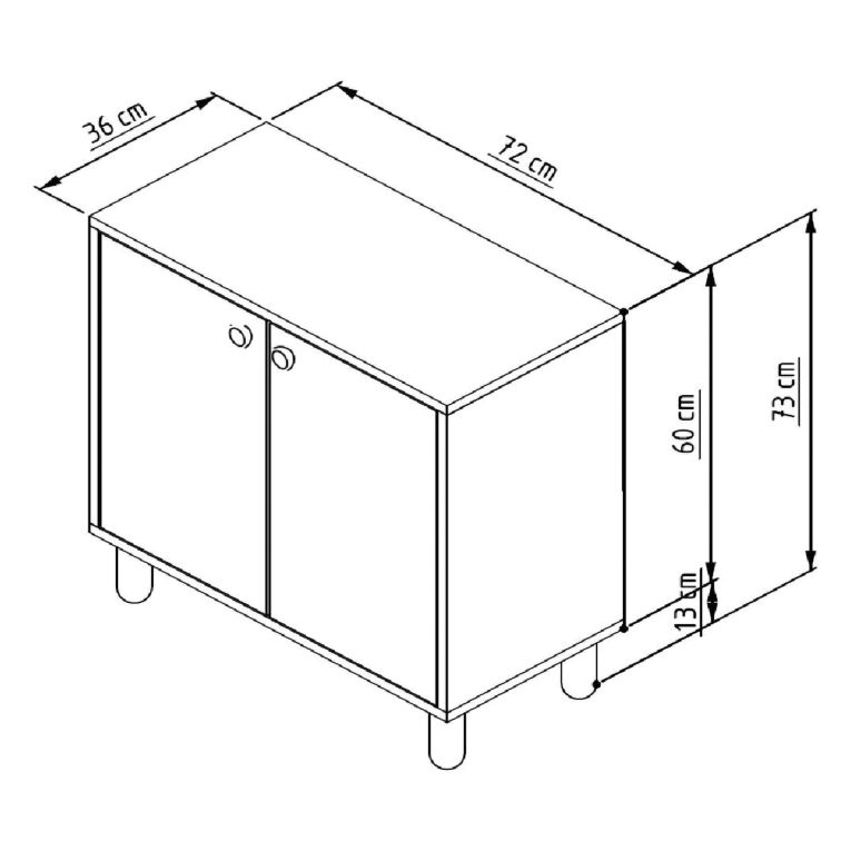 Credenza Marrone Rovere un Ripiano 2 Ante 72x36x73h cm, 2 Vani - Pontida