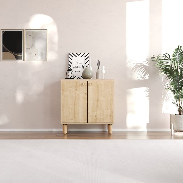 Credenza Marrone Rovere un Ripiano 2 Ante 72x36x73h cm, 2 Vani - Pontida