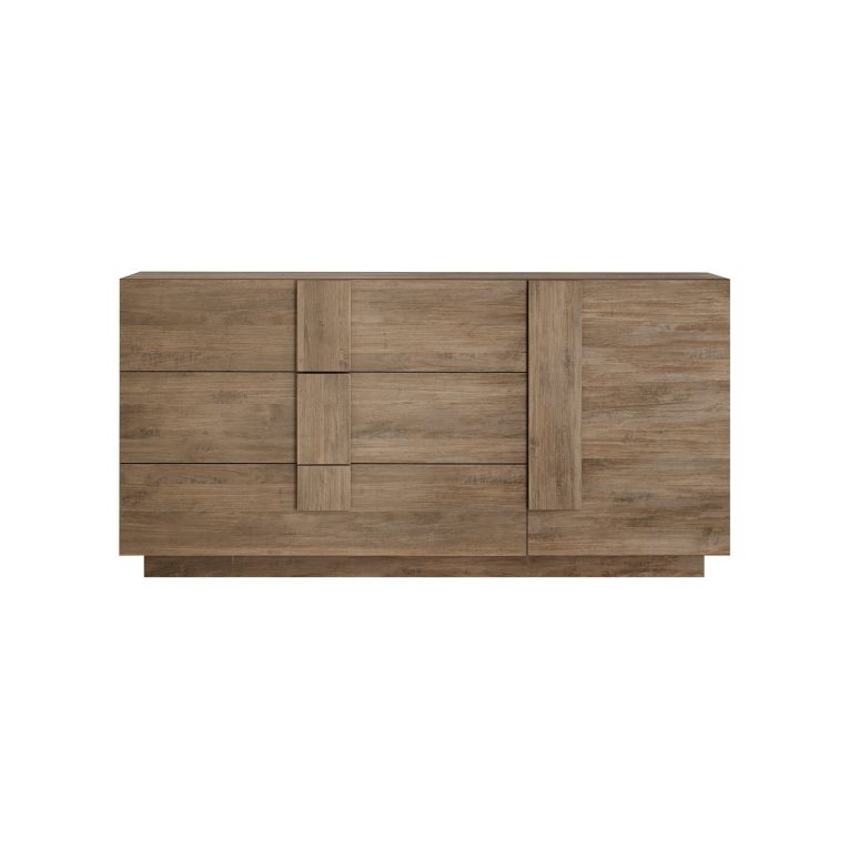 Credenza Marrone Rovere un Ripiano 3 Cassetti 182x44x90h cm, 2 Vani - Minoprio