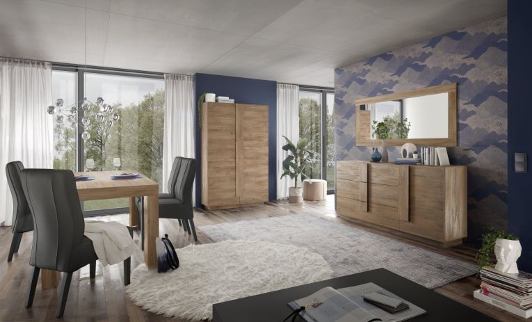 Credenza Marrone Rovere un Ripiano 3 Cassetti 182x44x90h cm, 2 Vani - Minoprio