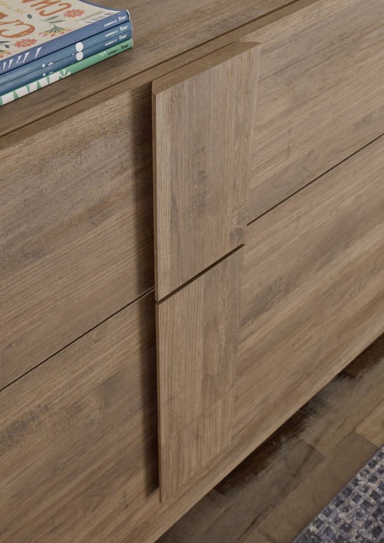 Credenza Marrone Rovere un Ripiano 3 Cassetti 182x44x90h cm, 2 Vani - Minoprio