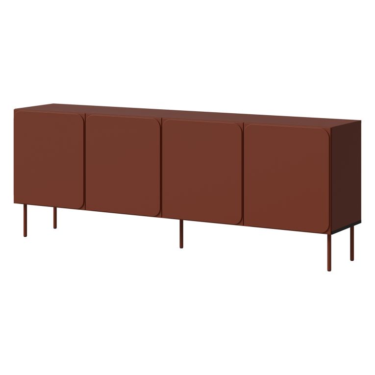 Credenza Marrone Terracotta 2 Ripiani Apertura Battente 200x42x75h cm, 4 Ante - Canino