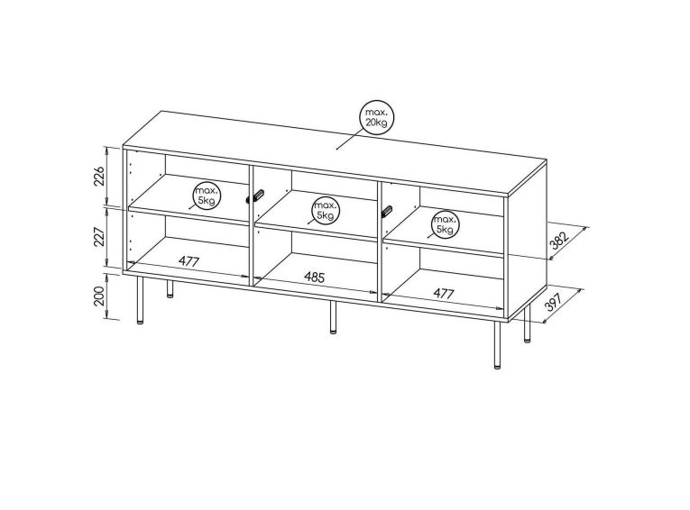 Credenza Montano, 151x40 h72 cm, Noce