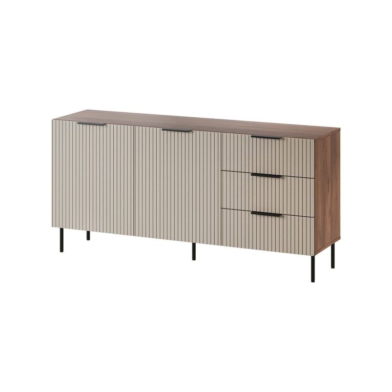 Credenza Monzuno, 156x42 h75 cm, Noce e Beige