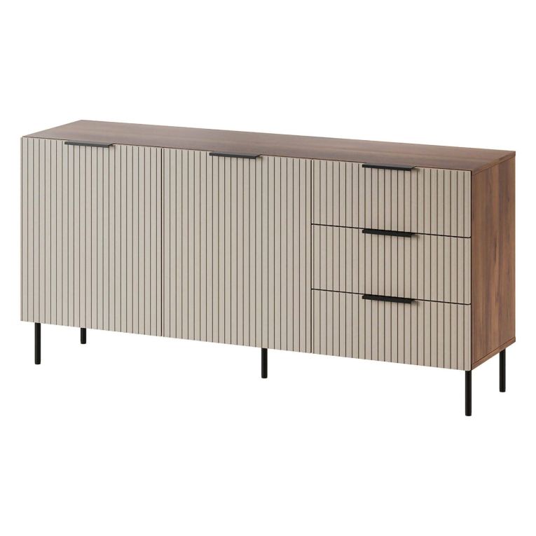 Credenza Monzuno, 156x42 h75 cm, Noce e Beige
