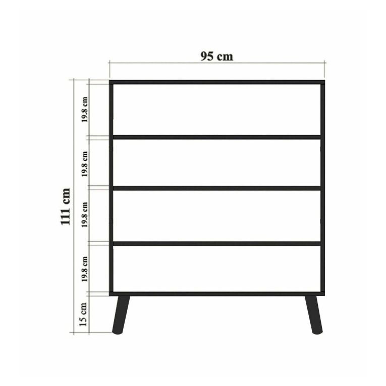 Credenza multicolore chic 95x36x111h cm 4 ante - Agyemang
