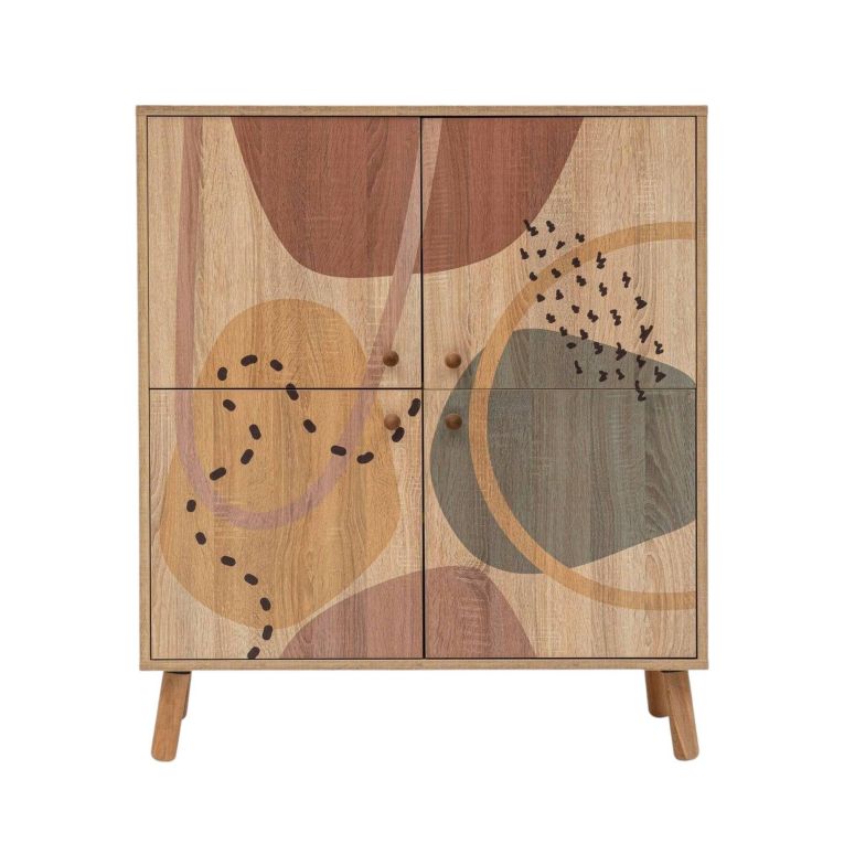 Credenza multicolore chic 95x36x111h cm 4 ante - Agyemang