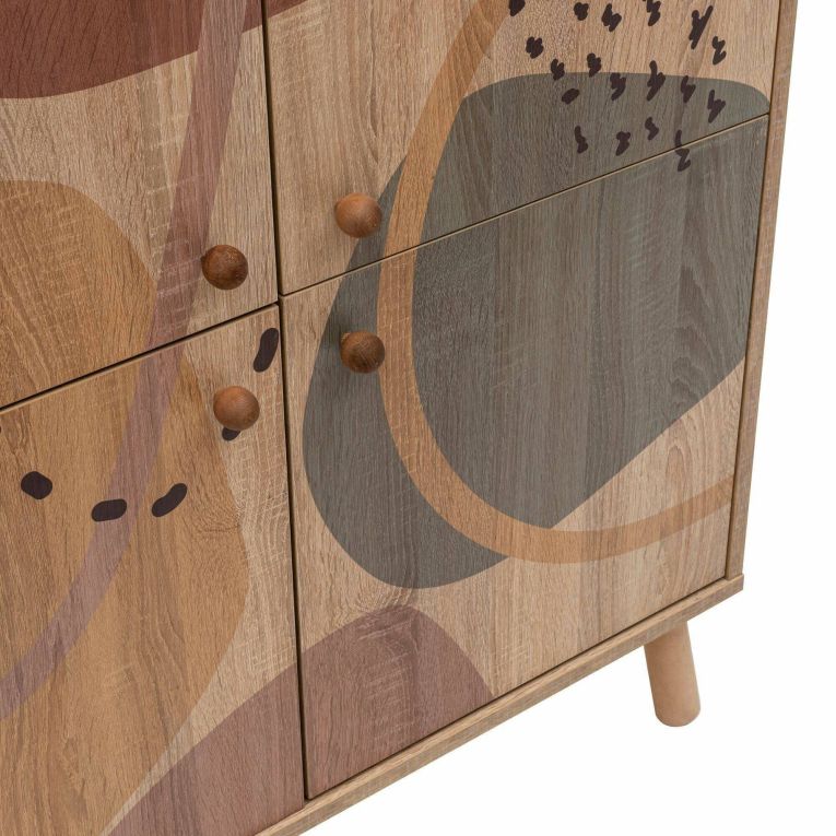 Credenza multicolore chic 95x36x111h cm 4 ante - Agyemang