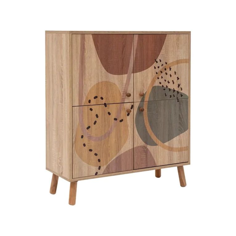 Credenza multicolore chic 95x36x111h cm 4 ante - Agyemang