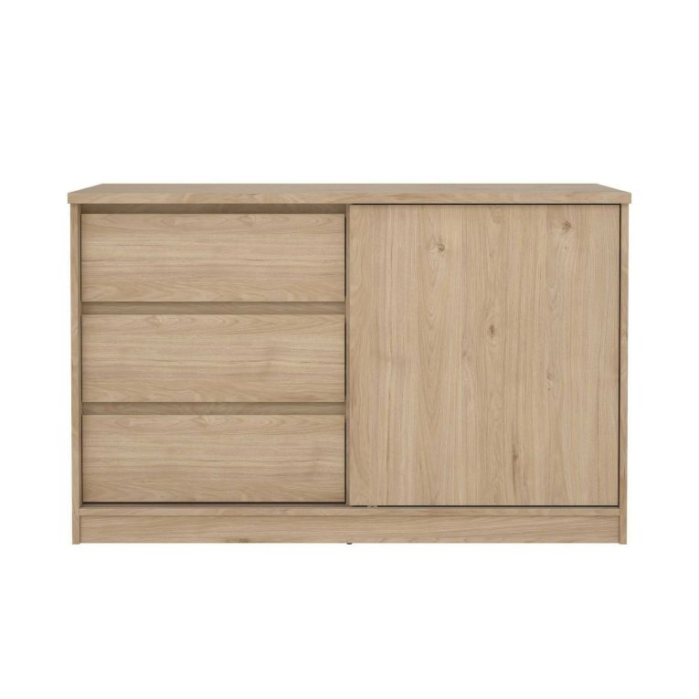 Credenza Nathalie, Buffet da soggiorno, Madia da salotto, Dispensa da cucina, 50x119 h76 cm, Rovere