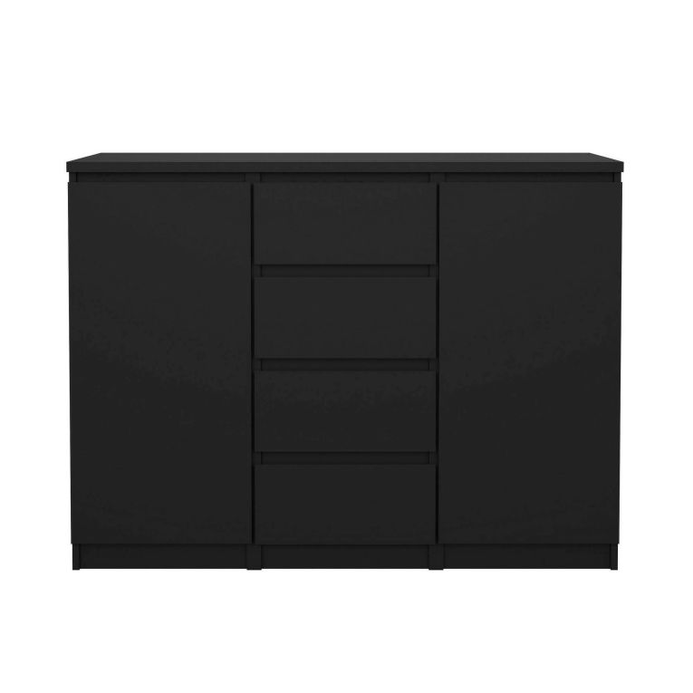 Credenza nera 120x50x90h cm 2 ante e 4 cassetti - Angelika