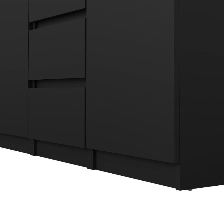 Credenza nera 120x50x90h cm 2 ante e 4 cassetti - Angelika