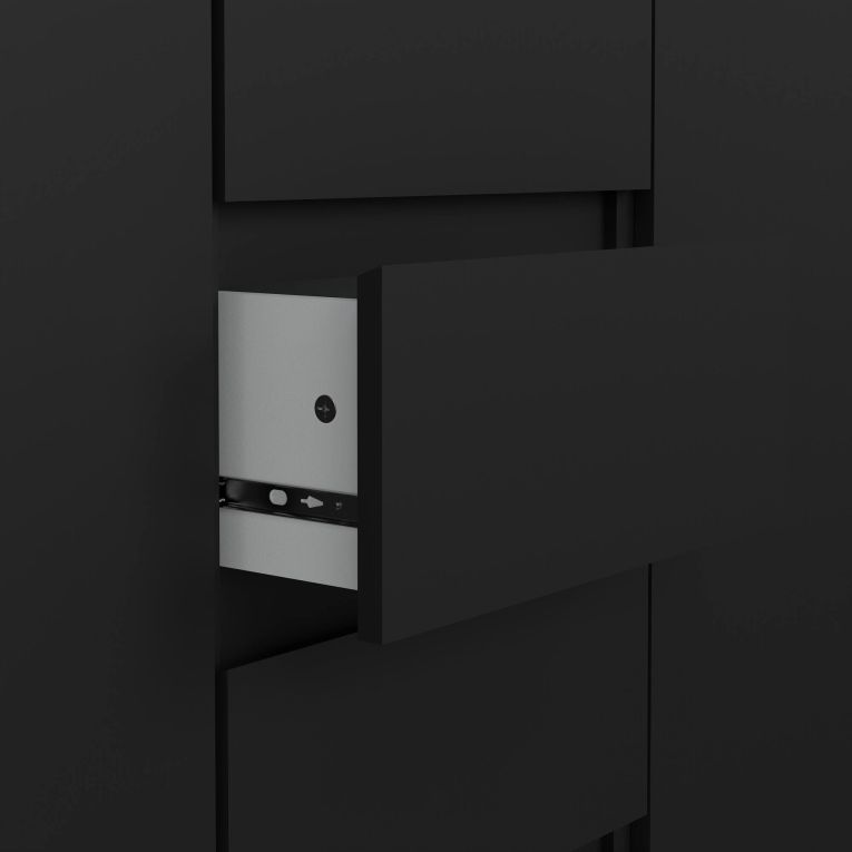 Credenza nera 120x50x90h cm 2 ante e 4 cassetti - Angelika