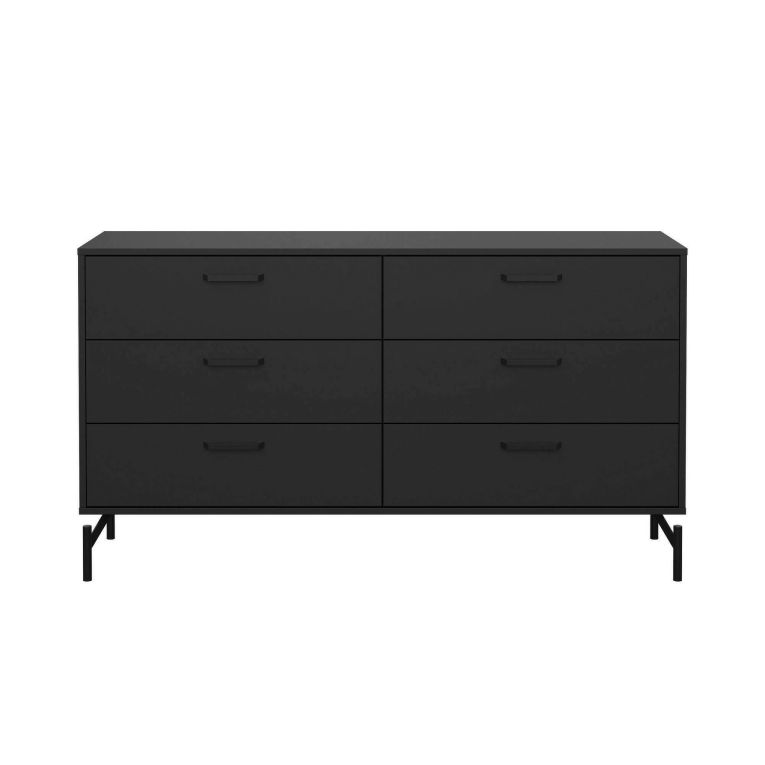 Credenza nera 138x39x76h cm 6 cassetti - Begawan