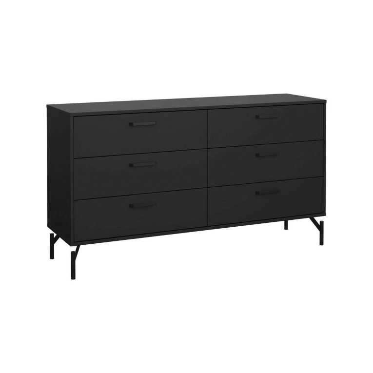 Credenza nera 138x39x76h cm 6 cassetti - Begawan