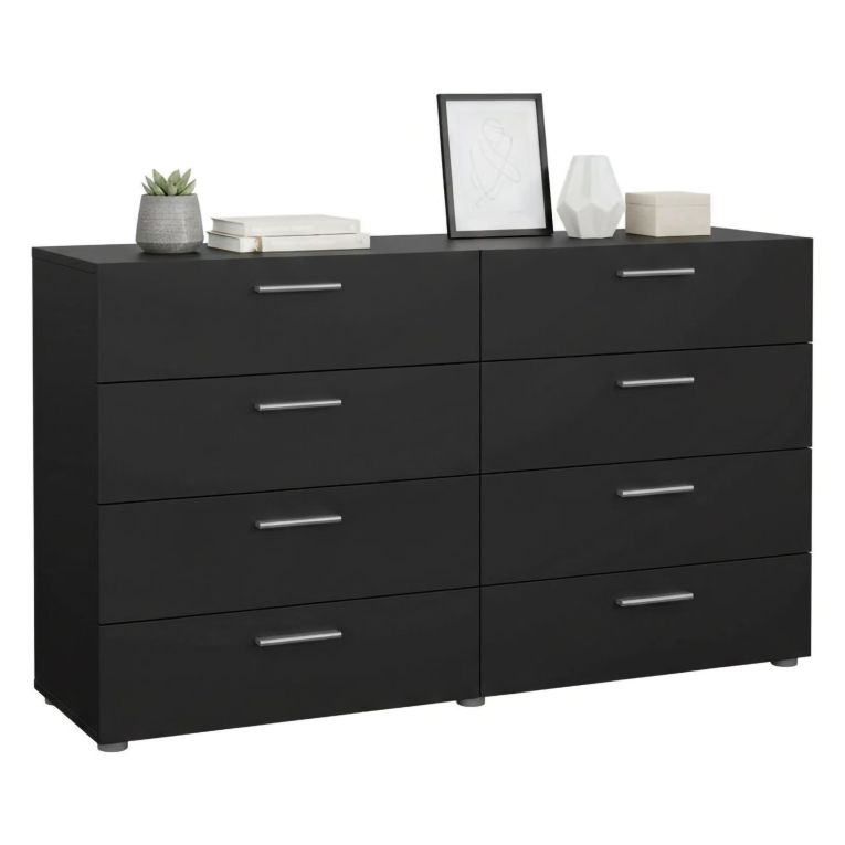 Credenza nera 140x40x81h cm 8 cassetti - Urduja