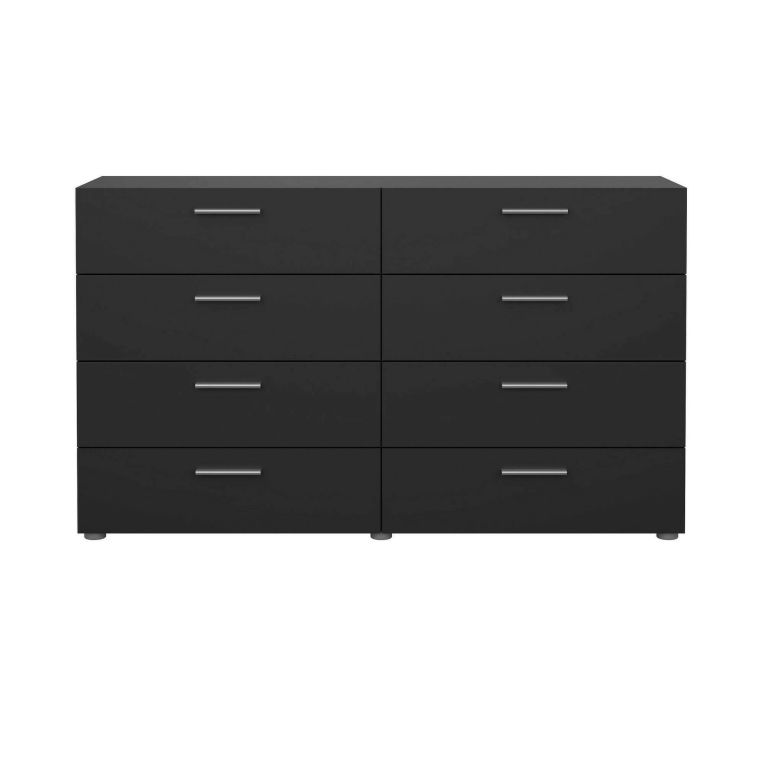 Credenza nera 140x40x81h cm 8 cassetti - Urduja