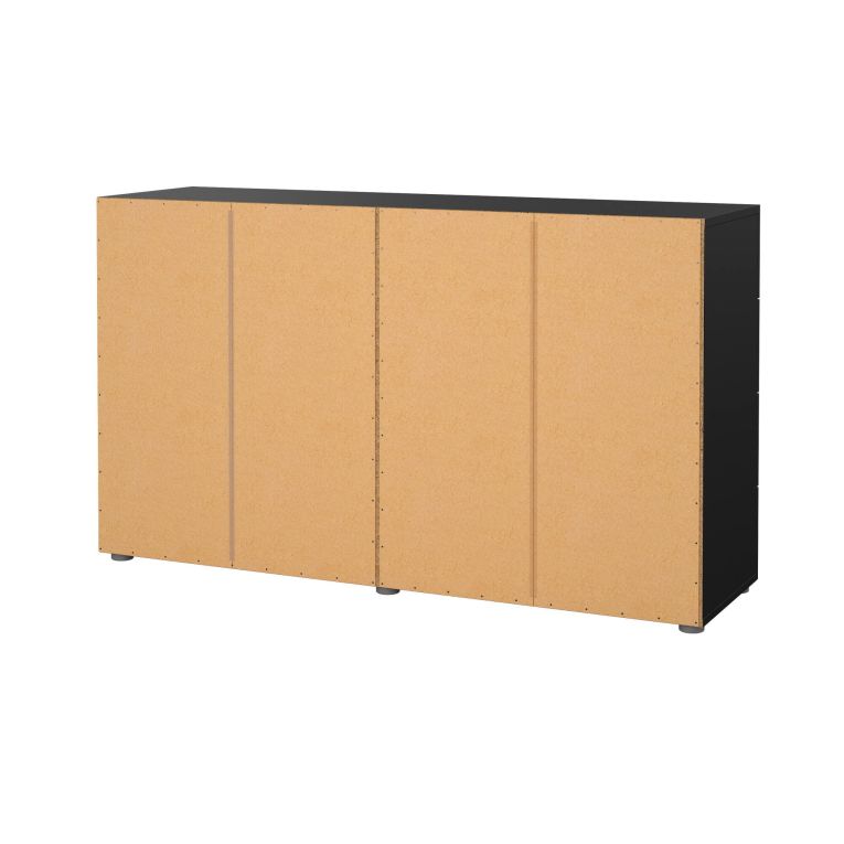 Credenza nera 140x40x81h cm 8 cassetti - Urduja