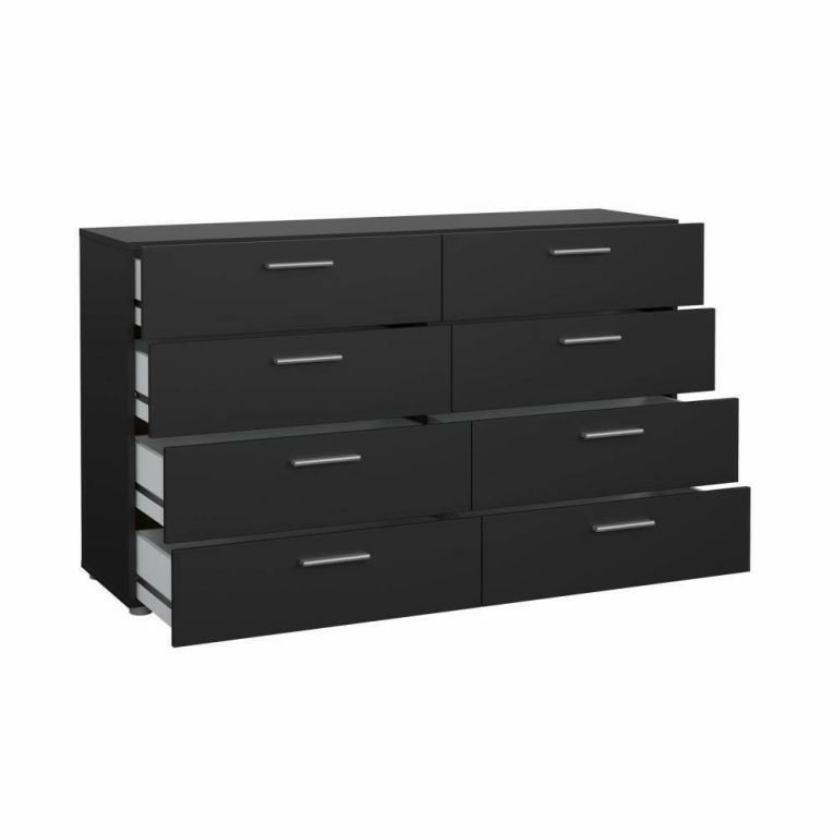 Credenza nera 140x40x81h cm 8 cassetti - Urduja