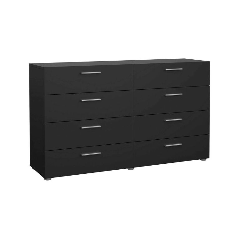 Credenza nera 140x40x81h cm 8 cassetti - Urduja