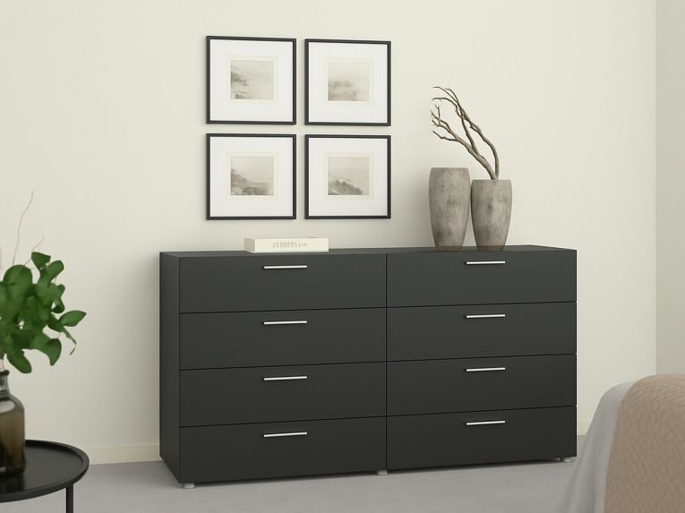 Credenza nera 140x40x81h cm 8 cassetti - Urduja