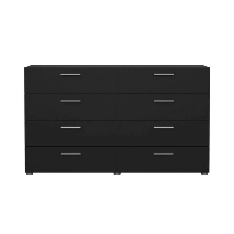 Credenza nera 140x40x82h cm 8 cassetti - Aligon