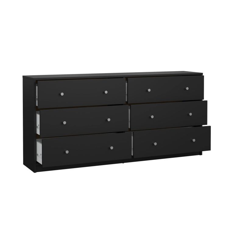Credenza nera 143x30x68h cm 6 cassetti - Rick