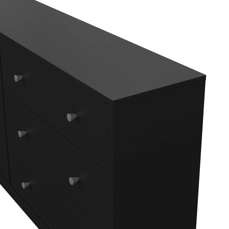 Credenza nera 143x30x68h cm 6 cassetti - Rick