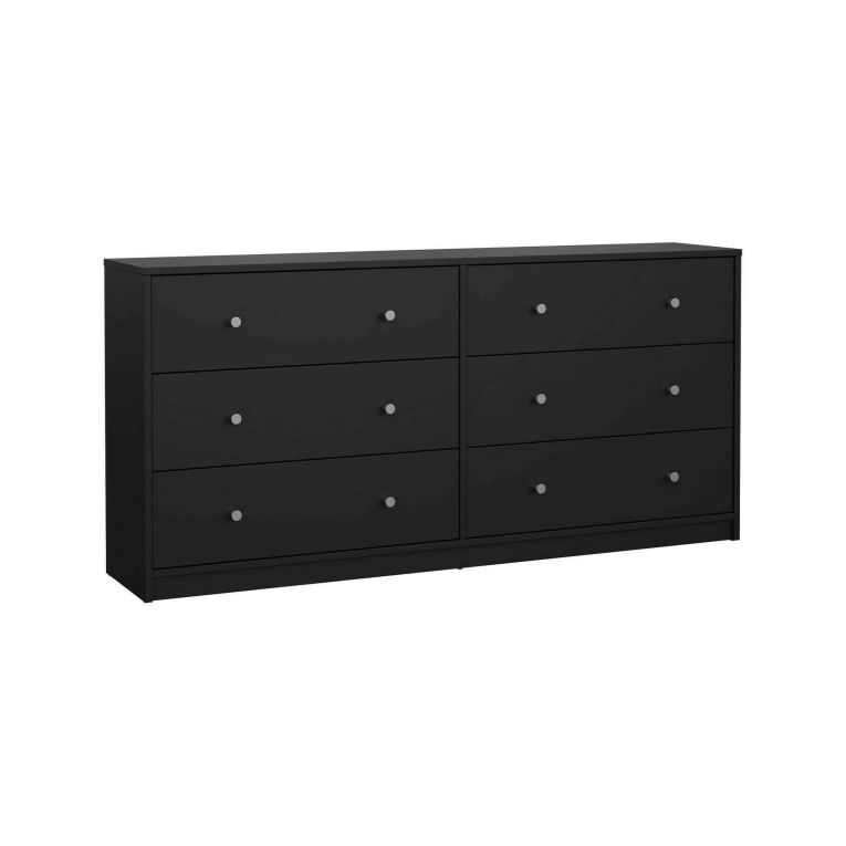 Credenza nera 143x30x68h cm 6 cassetti - Rick