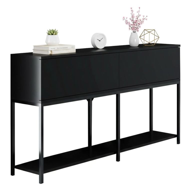 Credenza nera 150x30x80h cm 2 ante - Basilia