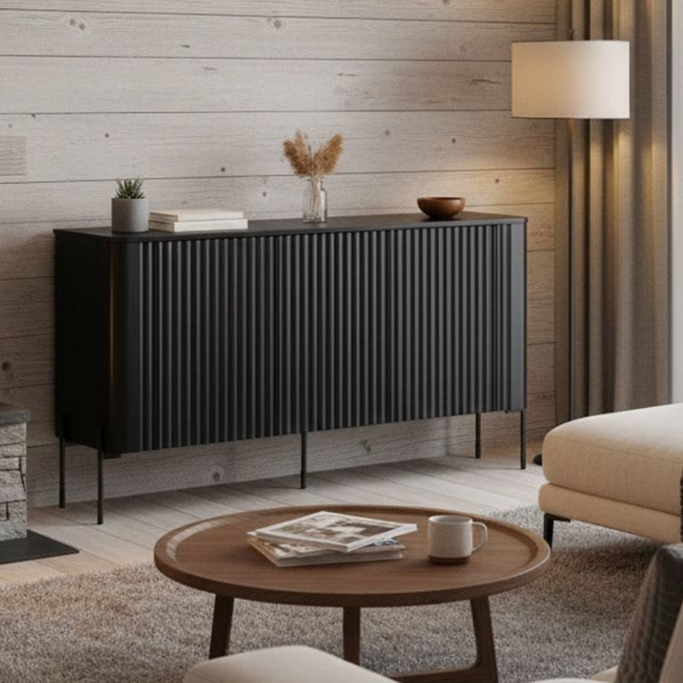 Credenza nera 150x39x80h cm 3 ante - Susegana