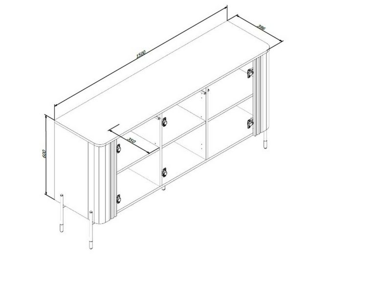 Credenza nera 150x39x80h cm 3 ante - Susegana