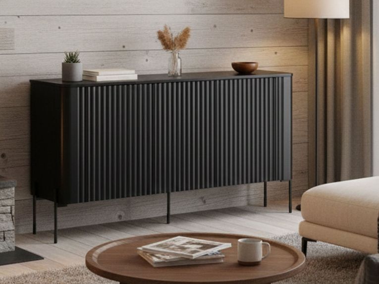 Credenza nera 150x39x80h cm 3 ante - Susegana