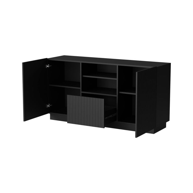 Credenza nera 150x40x78h cm 2 ante e 1 cassetto - Serchio
