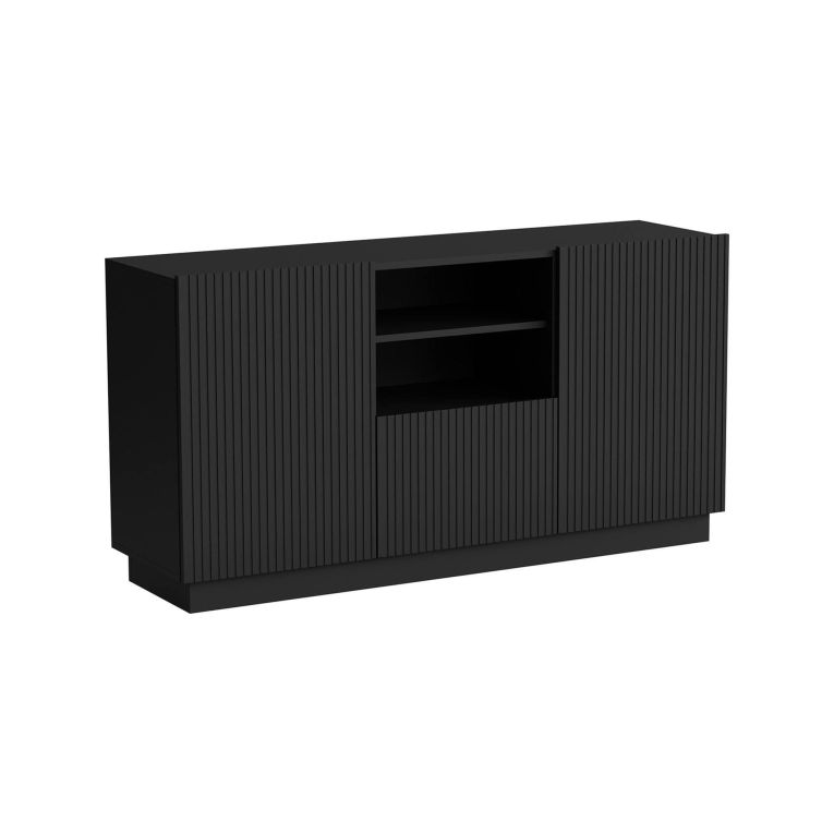 Credenza nera 150x40x78h cm 2 ante e 1 cassetto - Serchio