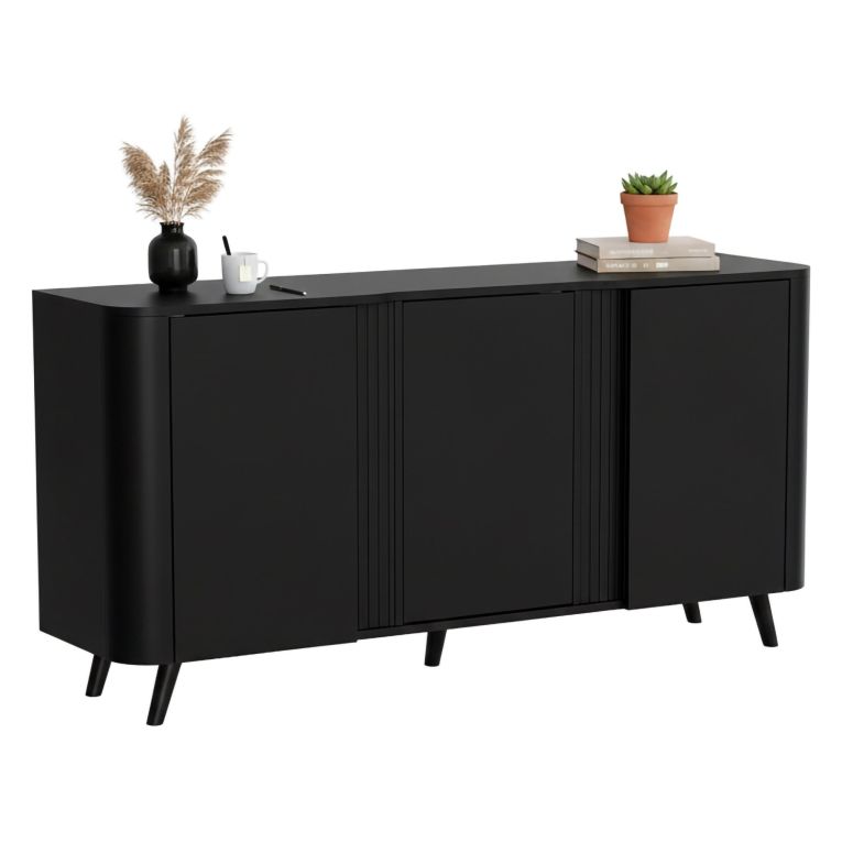 Credenza nera 150x42x70h cm 3 ante - Loreo
