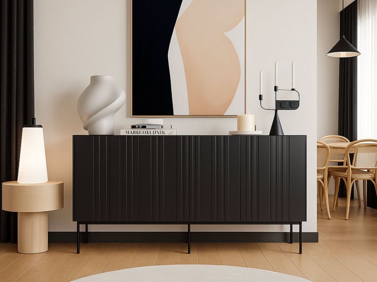 Credenza nera 150x42x75h cm 3 ante - Spirano