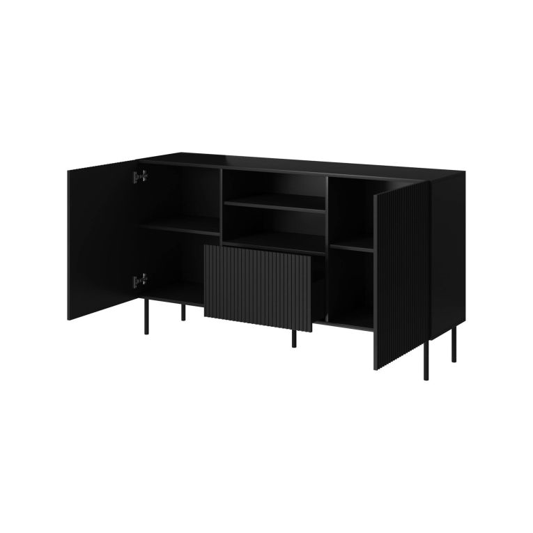 Credenza nera 150x42x82h cm 2 ante e 1 cassetto - Malo