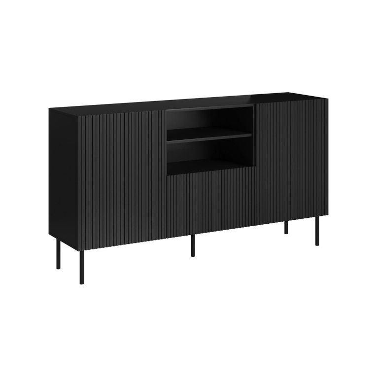 Credenza nera 150x42x82h cm 2 ante e 1 cassetto - Malo