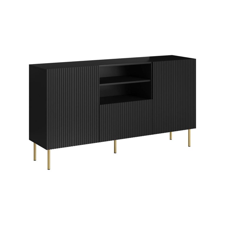 Credenza nera 150x42x82h cm 2 ante e 1 cassetto - Stornara