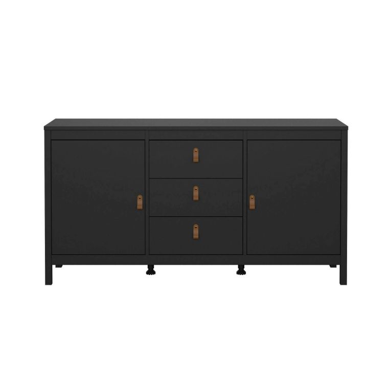 Credenza nera 151x38x79h cm 2 ante e 3 cassetti - Whitney