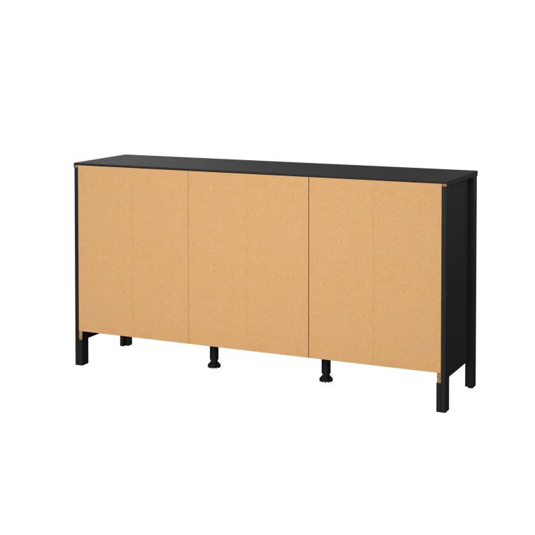Credenza nera 151x38x79h cm 2 ante e 3 cassetti - Whitney