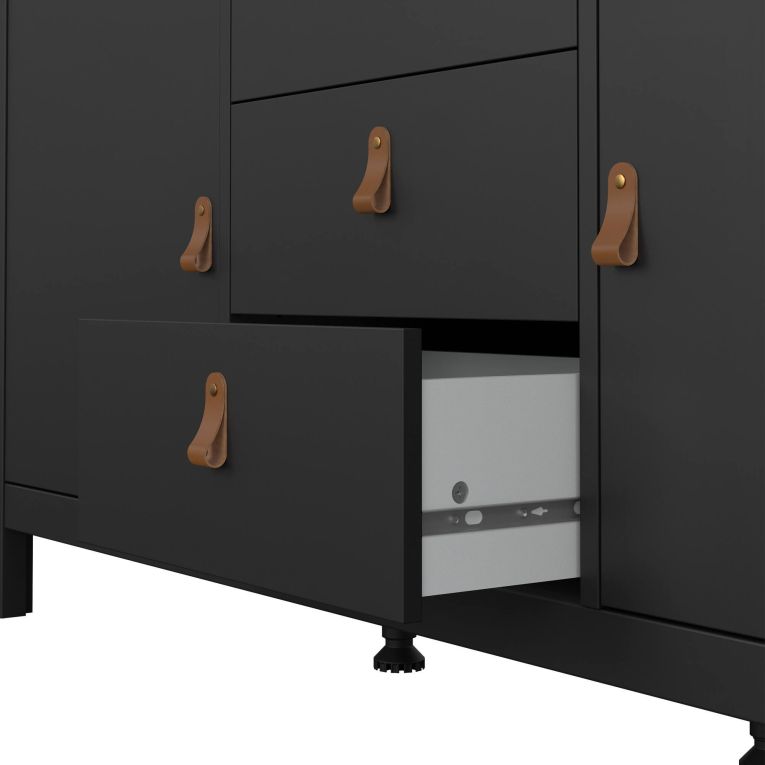 Credenza nera 151x38x79h cm 2 ante e 3 cassetti - Whitney