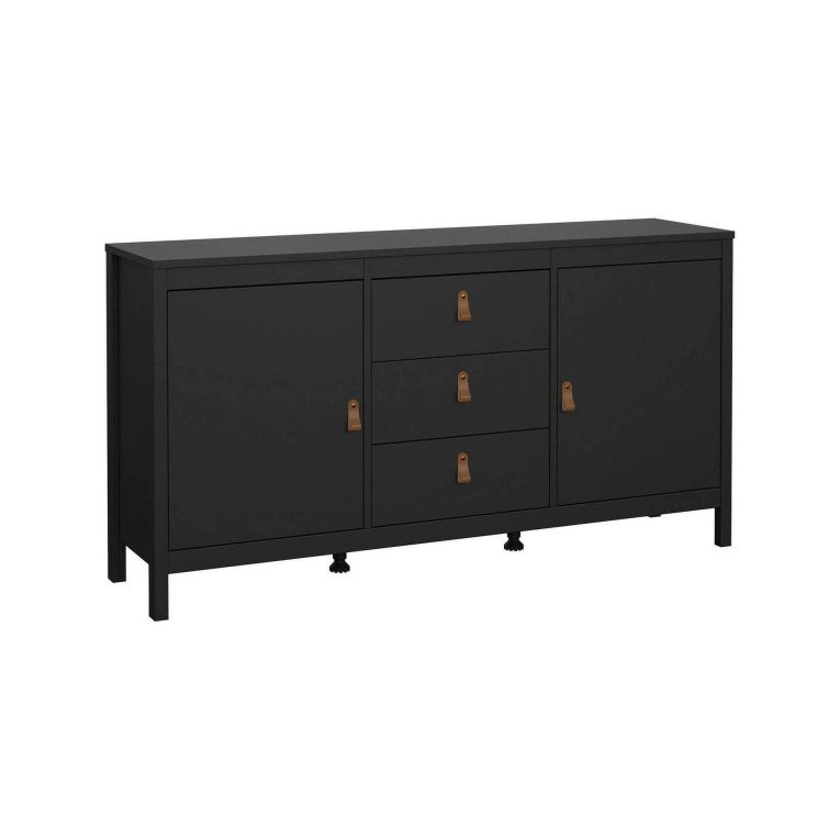 Credenza nera 151x38x79h cm 2 ante e 3 cassetti - Whitney
