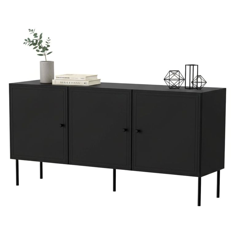 Credenza nera 151x40x75h cm 3 ante - Vigasio
