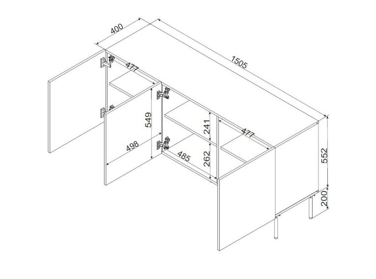 Credenza nera 151x40x75h cm 3 ante - Vigasio