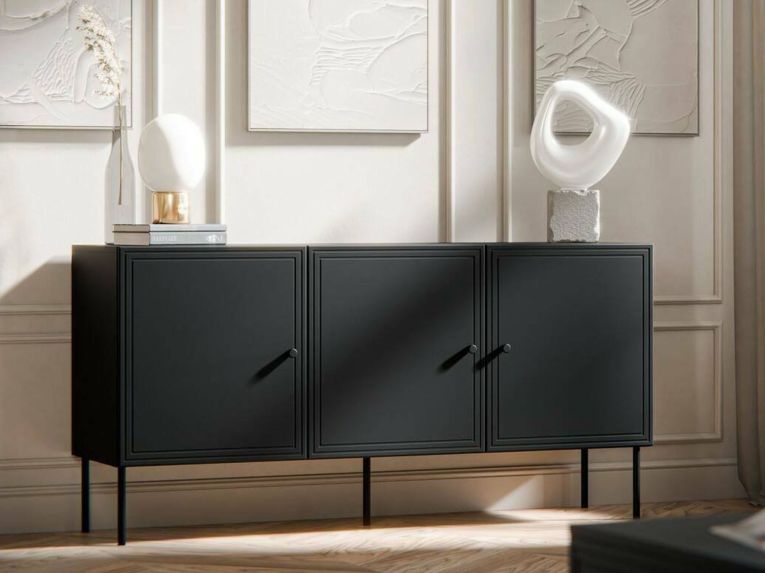 Credenza nera 151x40x75h cm 3 ante - Vigasio