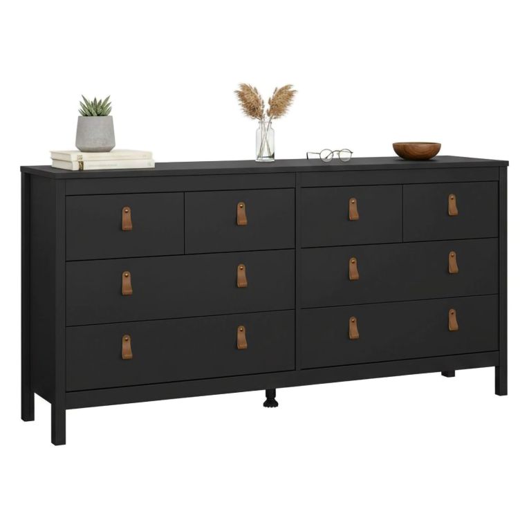 Credenza nera 159x38x79h cm 8 cassetti - Kovsova